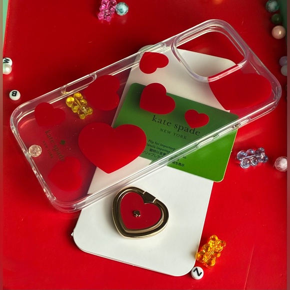 kate spade Other - Kate Spade Transparent Case with Vibrant Red Hearts,iPhone 16 Pro Max.